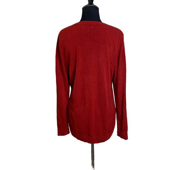 Croft & Barrow red long sleeves cardigan sweater size M - Picture 2 of 10
